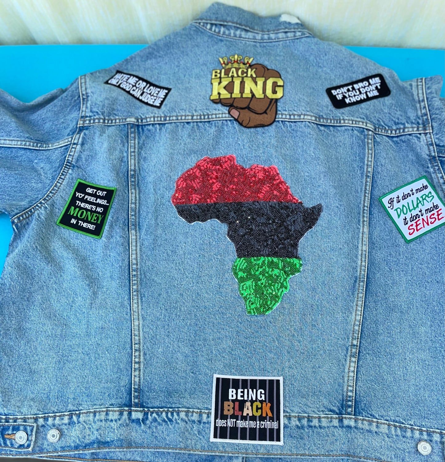 Black King Africa Jean Jacket