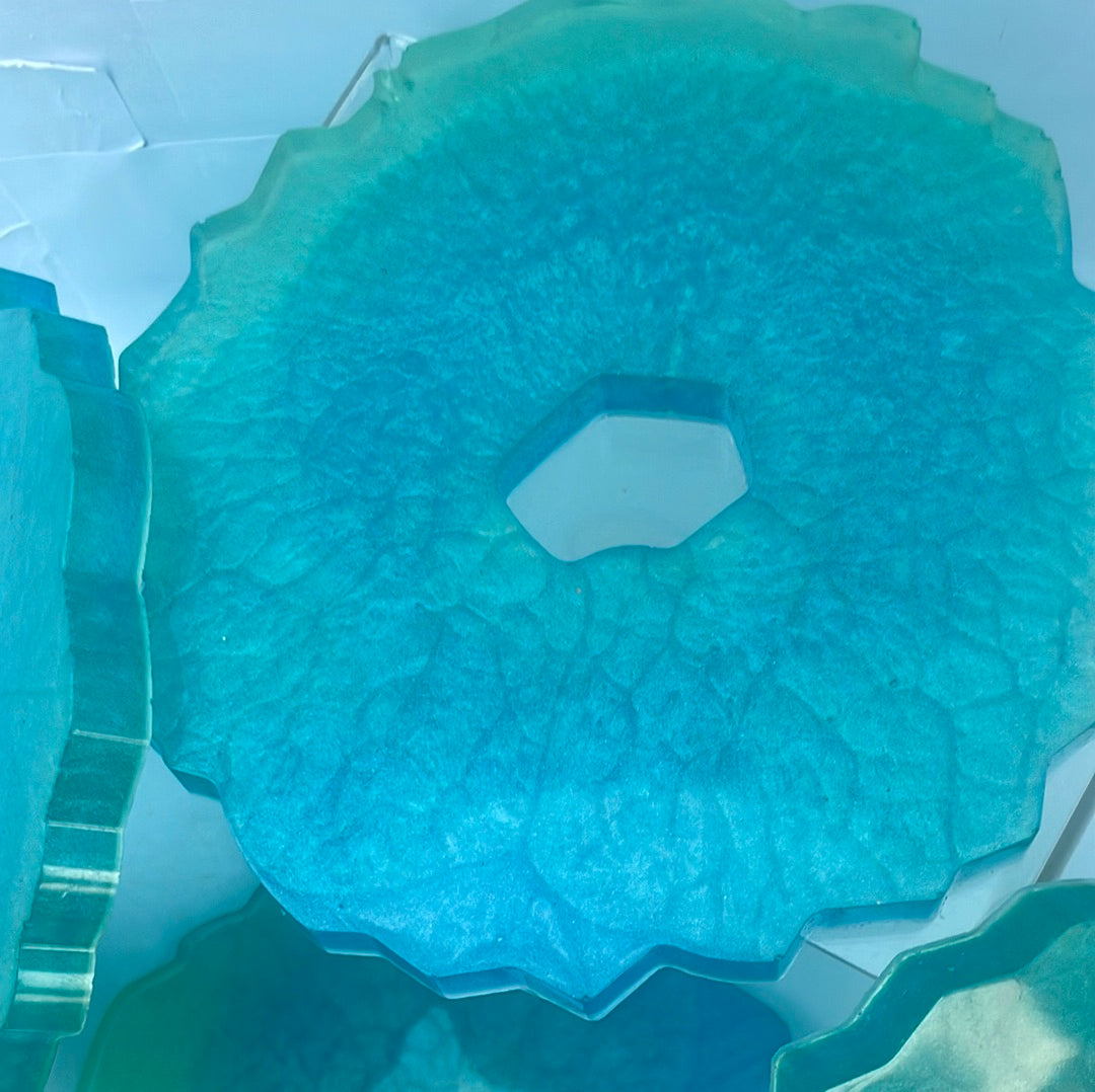 Teal Coasters & Ashtray Set