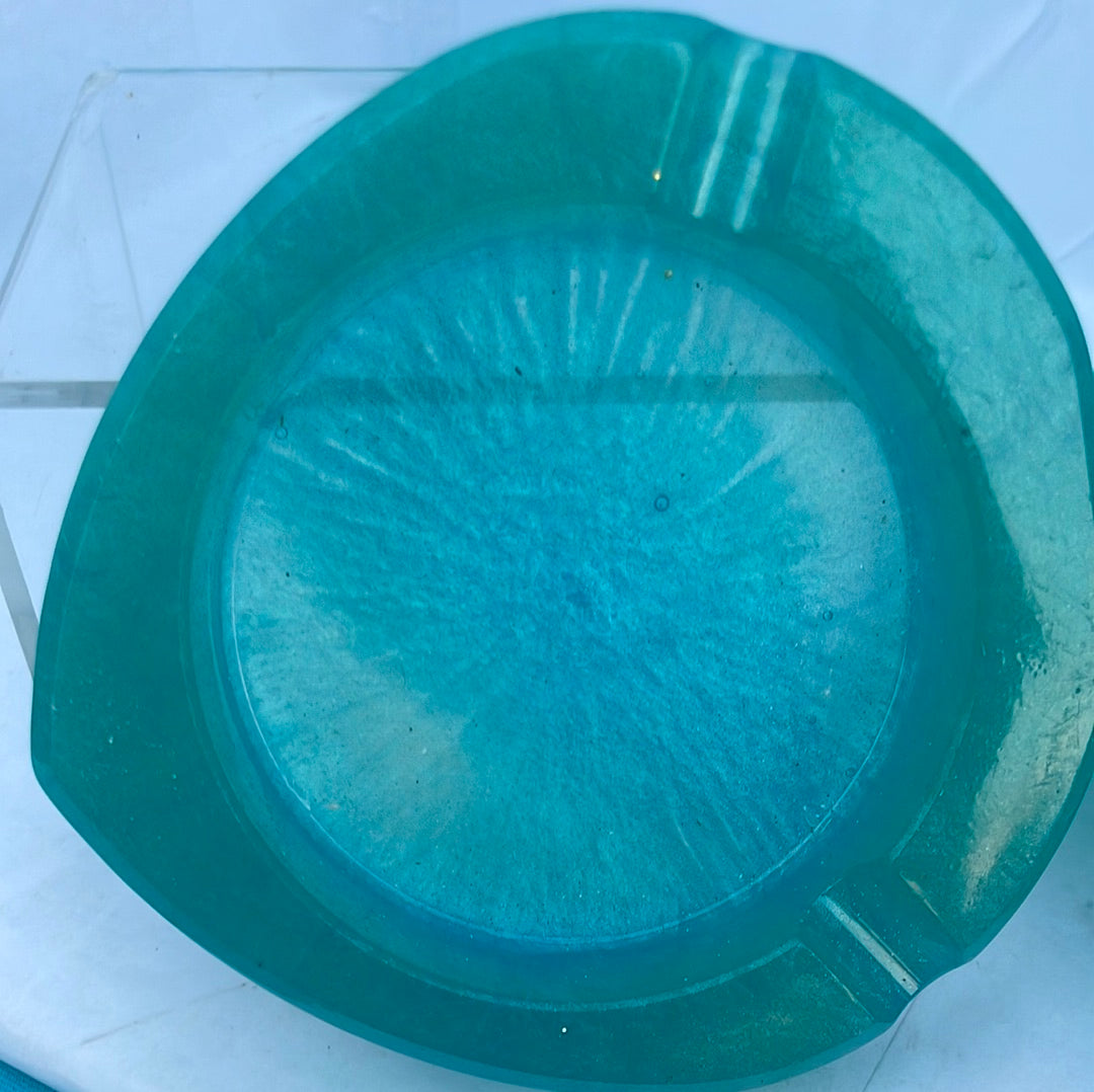 Teal Coasters & Ashtray Set