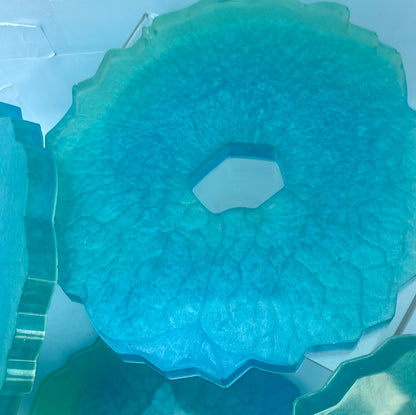Teal Coasters & Ashtray Set